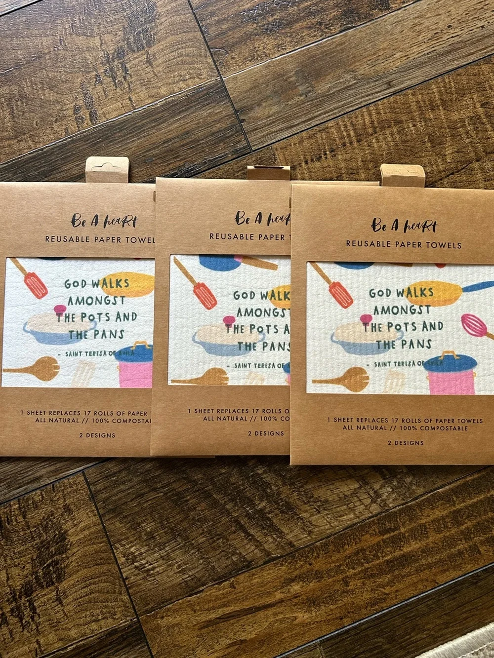 PRAYERFUL REUSABLE PAPER TOWELS 1 package of 2 different design towels NWT